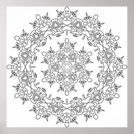Vlindermandala met vloeiende krullen poster