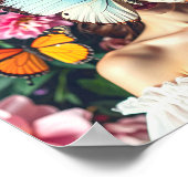 Vlindermasker met bloemen in de omgeving poster (Hoek)