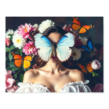 Vlindermasker met bloemen in de omgeving