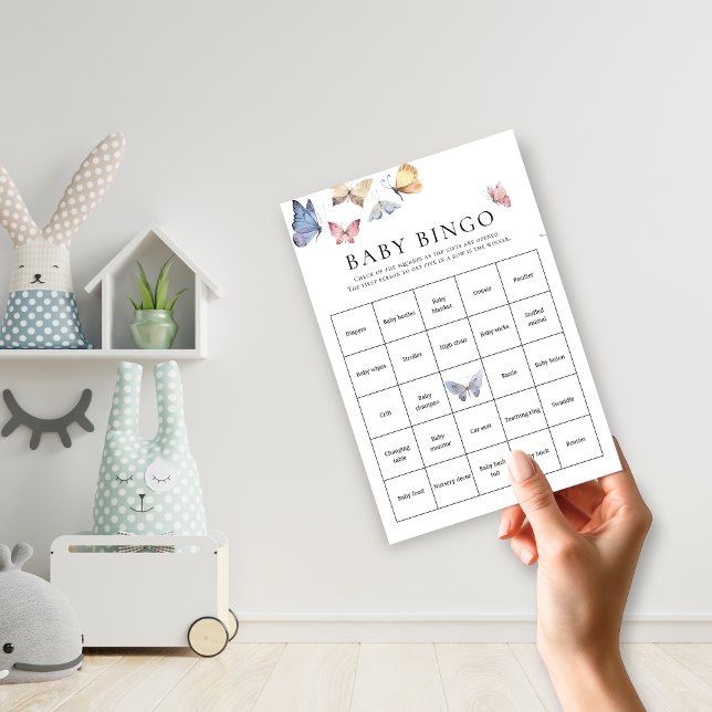 Vlindermeisje Baby Shower Bingo Spel  (Butterfly Girl Baby Shower Bingo Game)