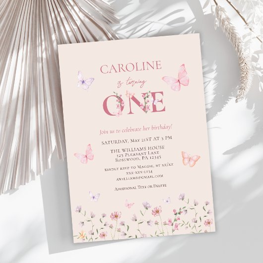 Vlindermeisje eerste verjaardag kaart