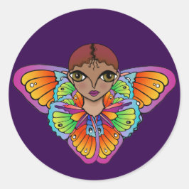 vlindermeisje Flat Thank You Card Ronde Sticker