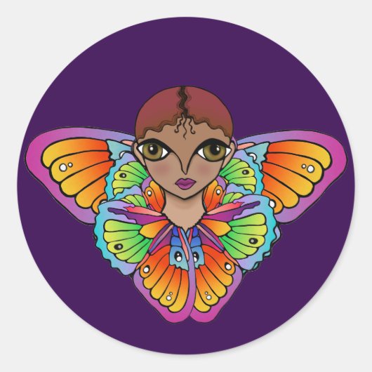 vlindermeisje Flat Thank You Card Ronde Sticker (Voorkant)