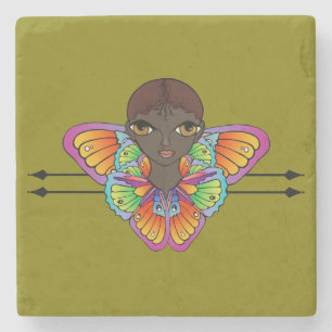 vlindermeisje Flat Thank You Card Stenen Onderzetter