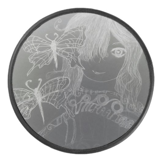 vlindermeisje  hockey puck (Voorkant)