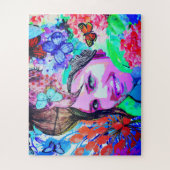 Vlindermeisje kunst legpuzzel (Verticaal)