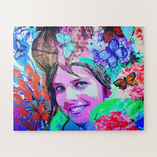 Vlindermeisje kunst legpuzzel (Horizontaal)