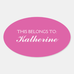 Vlindermin Effen Kleur Magenta 2 Persoonlijk Ovale Sticker