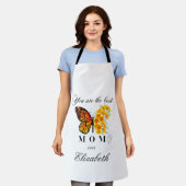 Vlindermoederdag gepersonaliseerd schort met bloem (Gedragen)