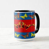 Vlindermok in blauw, geel & rood mok (Voorkant rechts)