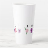 Vlindermok - romantisch cadeau voor haar LOVE Bloe Latte Mok (Voorkant)