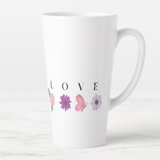 Vlindermok - romantisch cadeau voor haar LOVE Bloe Latte Mok (Rechts)