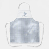 Vlindermonogram Dusty Blue Gingham controles Schort (Voorkant)