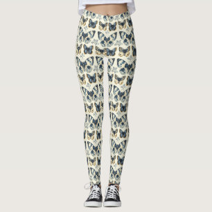 Vlindermotief Leggings met Antiek Botanisch Patroo