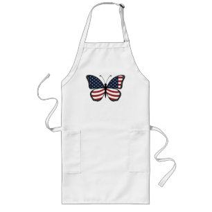 Vlindermotief met Amerikaanse vlag Lang Schort
