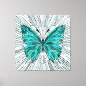 Vlindermozaïek - Emerald groen en grijs Canvas Afdruk (Voorkant)