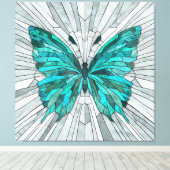 Vlindermozaïek - Emerald groen en grijs Canvas Afdruk (Insitu (Houten vloer))