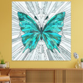Vlindermozaïek - Emerald groen en grijs Canvas Afdruk (Insitu (Woonkamer))