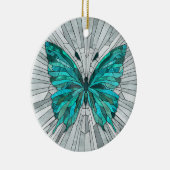 Vlindermozaïek - Emerald groen en grijs Keramisch Ornament (Rechts)