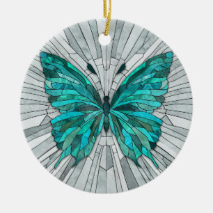 Vlindermozaïek - Emerald groen en grijs Keramisch Ornament