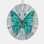 Vlindermozaïek - Emerald groen en grijs Keramisch Ornament (Links)