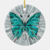 Vlindermozaïek - Emerald groen en grijs Keramisch Ornament (Achterkant)