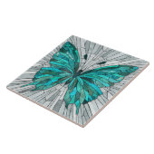 Vlindermozaïek - Emerald groen en grijs Tegeltje (Zijkant)