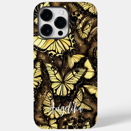 Vlindernaam Zwart en Goud Case-Mate iPhone Case (Achterkant)