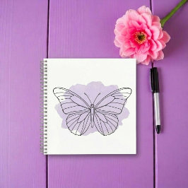 Vlindernotitieboek met lijntekening in watercolor notitieboek