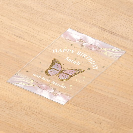 vlinderontwerp Happy Birthday Acryl Uitnodigingen (Laagn)
