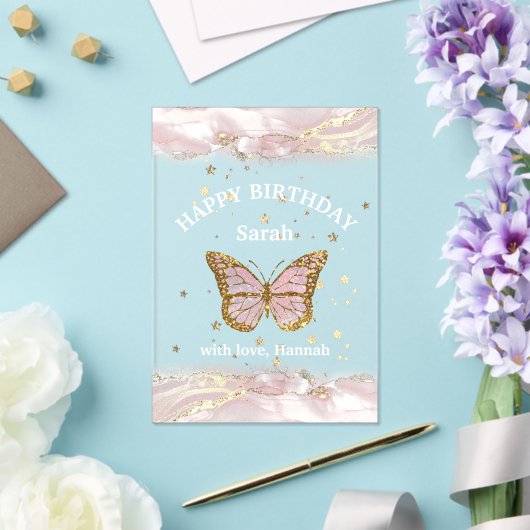 vlinderontwerp Happy Birthday Acryl Uitnodigingen (Insitu (Huwelijk))