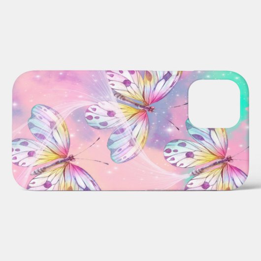 vlinderontwerp met gemengde pastels Case-Mate iPhone case (Achterkant (horizontaal))