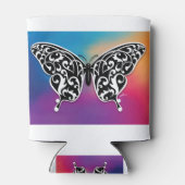 Vlinderontwerp met kleuren van de zonsondergang blikjeskoeler (Achterkant)