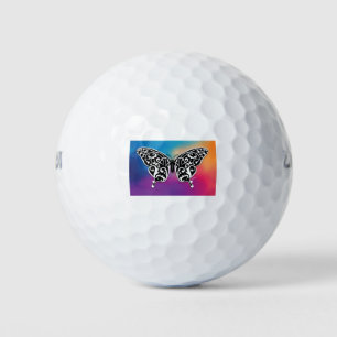 Vlinderontwerp met kleuren van de zonsondergang golfballen