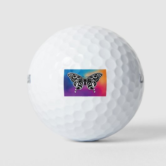Vlinderontwerp met kleuren van de zonsondergang golfballen (Voorkant)