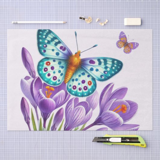 Vlinderparadijs Tussen Bloemen Tissuepapier (Craft)