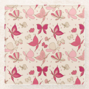 vlinderpatroon 3 glazen onderzetter