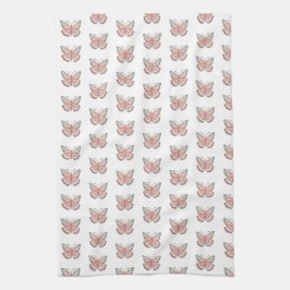 Vlinderpatroon Eenvoudig Modern Roze Theedoek