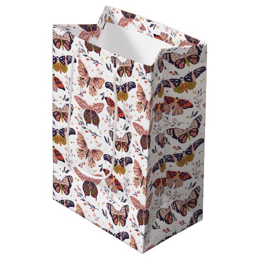 Vlinderpatroon Geschenkentas Medium Cadeauzakje (Voorkant Gekanteld)