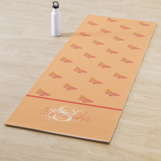 Vlinderpatroon Girly Elegant Modern Monogram Yogamat (In situ)