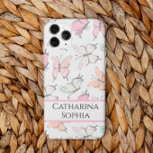 Vlinderpatroon met naam iPhone 16 hoesje