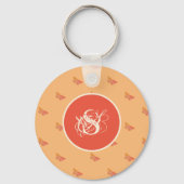 Vlinderpatroon Modern Initiaal Monogram Sjabloon Sleutelhanger (Voorkant)