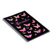  vlinderpatroon roze zwarte naam notitieboek (Rechterzijde)