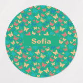 Vlinderpatroon turquoise paarse groen labels (Design 1)