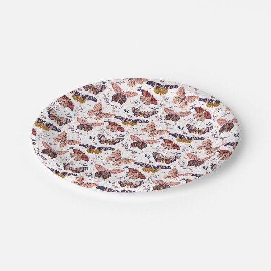 Vlinderpatroon Verjaardagspapier Borden Papieren Bordje (Gekanteld)