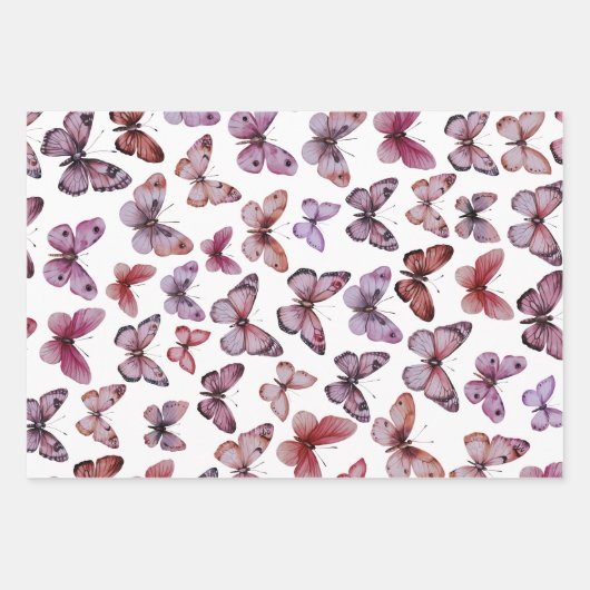 Vlinderpatroon Watercolor Elegant Mooie Cadeau Inpakpapier Vel (Voorkant)