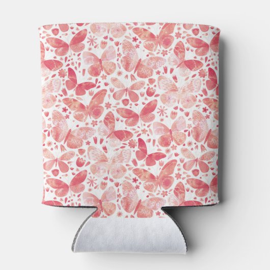 Vlinderpatroon Waterverf Coral Pink Blikjeskoeler (Achterkant)