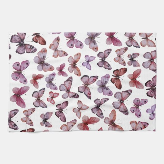 Vlinderpatroon Waterverf Elegant Mooi Cadeau Theedoek (Horizontaal)