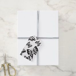 Vlinderpatroon - Zwart en Wit Cadeaulabel