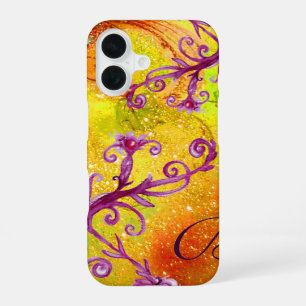 VLINDERPLANT / MAGISCHE KRULLEN IN GLITTER MONOGRA iPhone 16 HOESJE